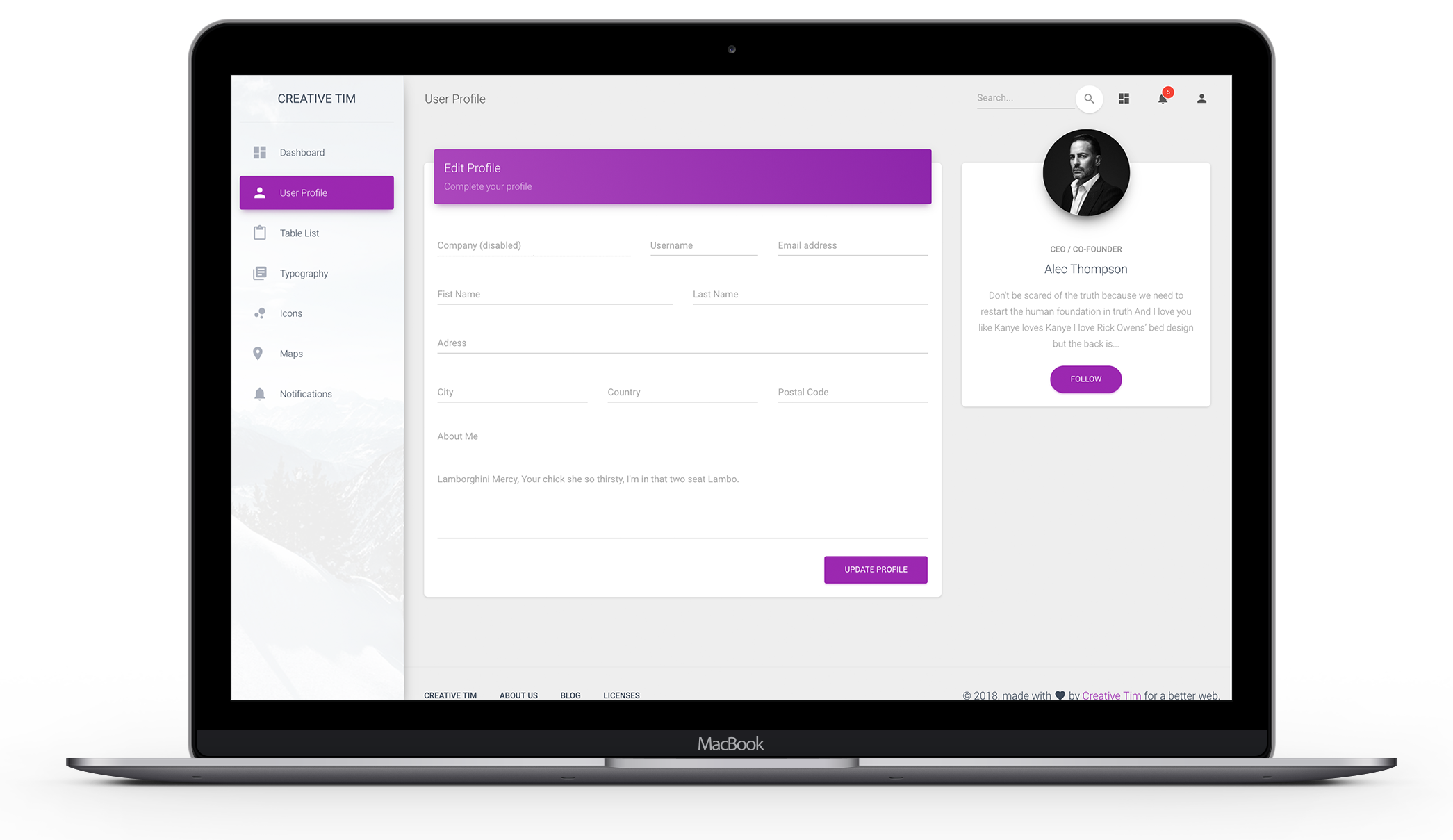 Erantum view on a laptop